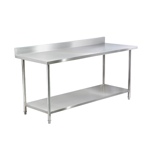 Stainless Steel Table with Backsplash and Undershelf