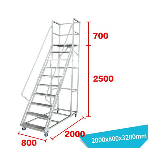 31" Wide10 Step Steel Rolling Safety Ladder LT-15