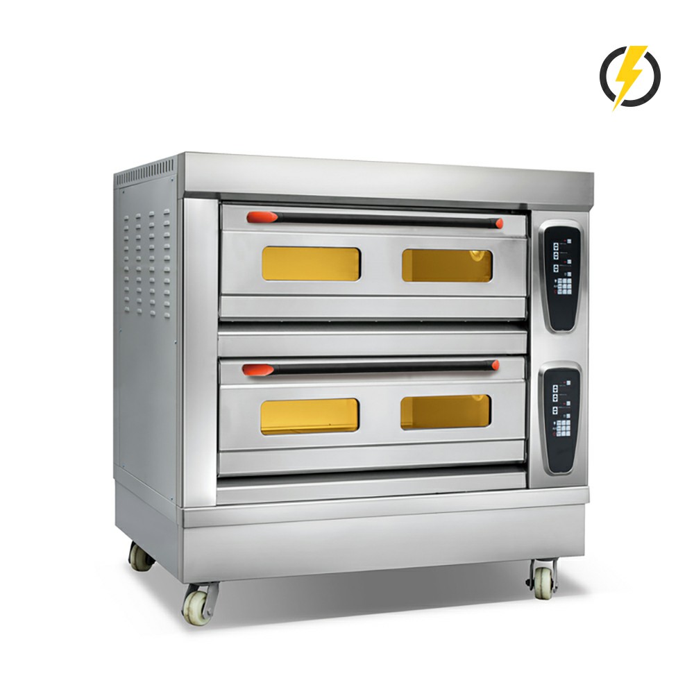 Room Temp.~400℃ 2 layers 4 trays Electric Stainless Steel Door Oven Deck Oven 18 Computer Control