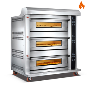 Room Temp.~400℃ 3 layers 6 trays Gas Stainless Steel Door Oven Deck Oven Computer Control