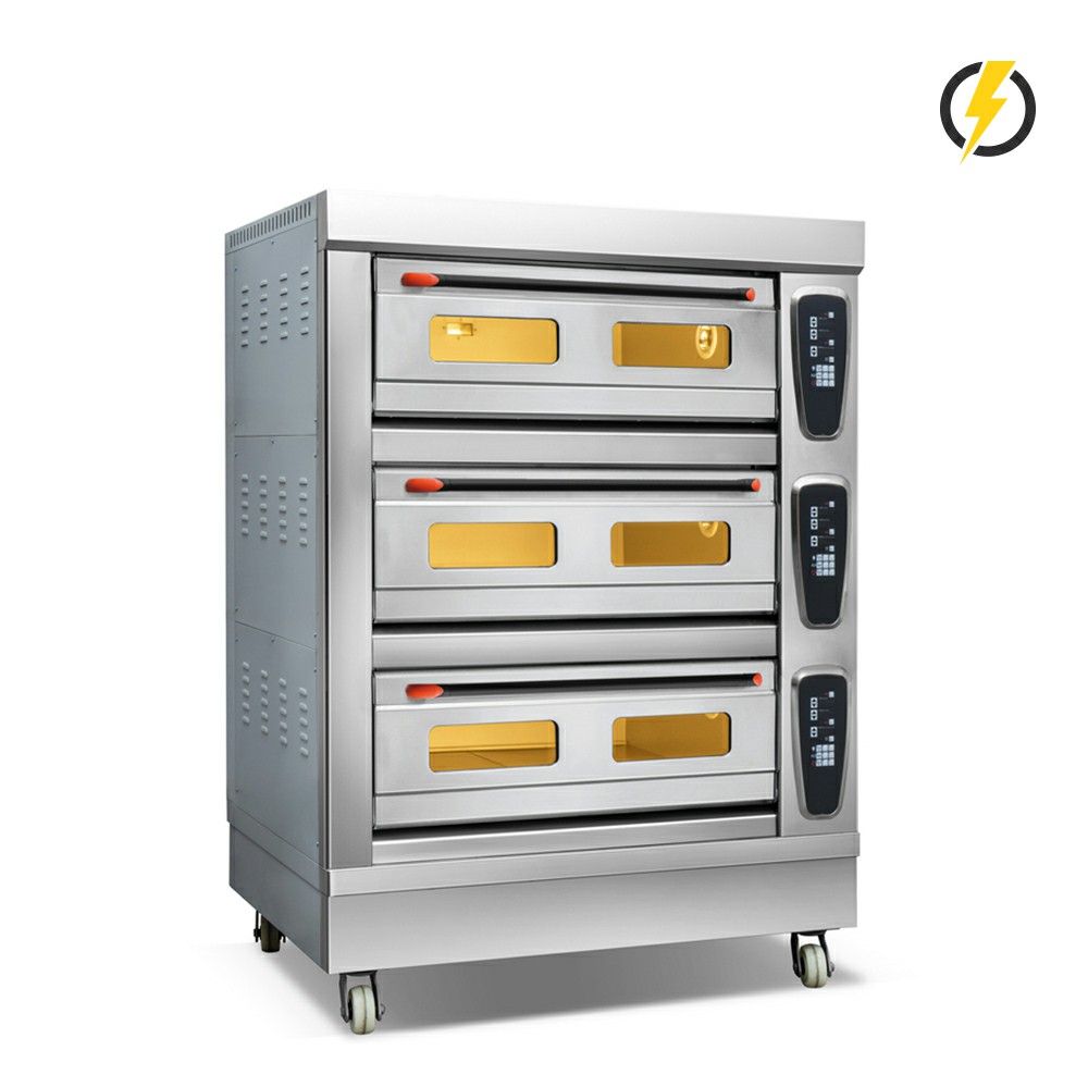 Room Temp.~400℃ 3 layers 6 trays Electric Stainless Steel Door Oven Deck Oven 18 Computer Control