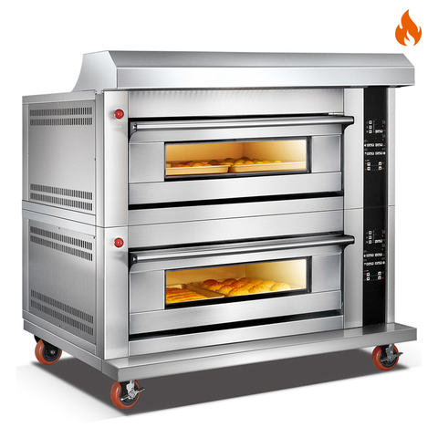 Room Temp.~400℃ 2 layers 4 trays Gas Stainless Steel Door Oven Deck Oven Computer Control