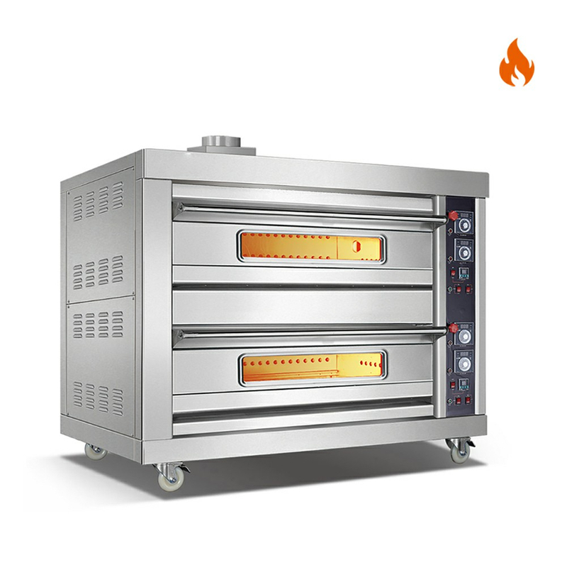 Room Temp.~400℃ 2 layers 4 trays Gas Stainless Steel Door Deck Oven Instrument Control