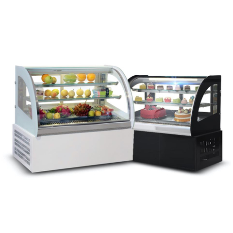 1200*510*760mm Curved 2 ~ 8°C Countertop Refrigerated Bakery Case ShowCase