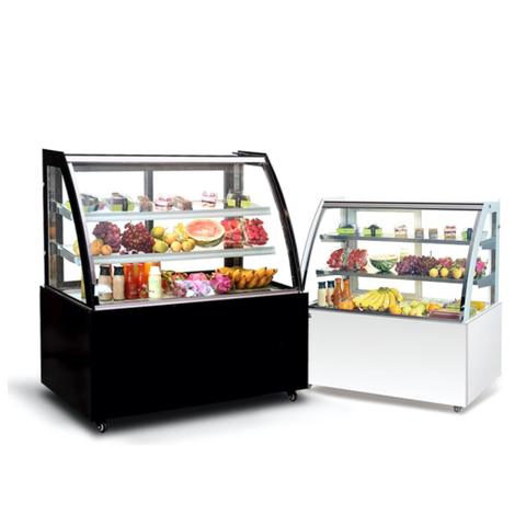 1200*670*1190mm Curved 2 ~ 8°C Freestanding Refrigerated Bakery Case ShowCase