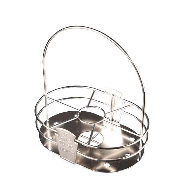 Tabletop Stainless Steel Condiment Caddy Holder Basket To Hold Heinz Bottle