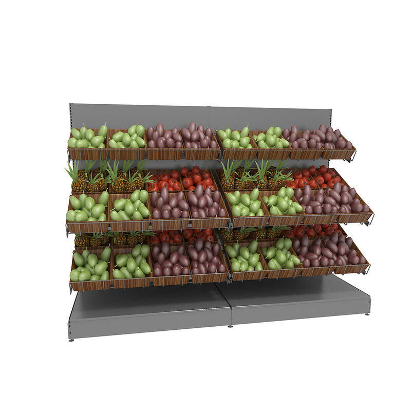 Wall Unit Metal Shelf for Fruit And Vegetable Display in Supermarket