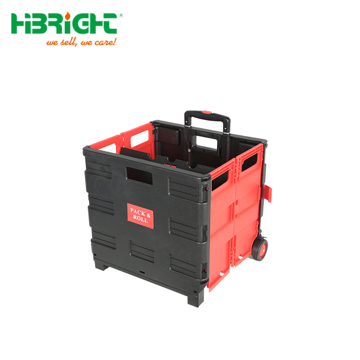 Plastic Box Rolling Folding Shopping Trolley Cart with Seat