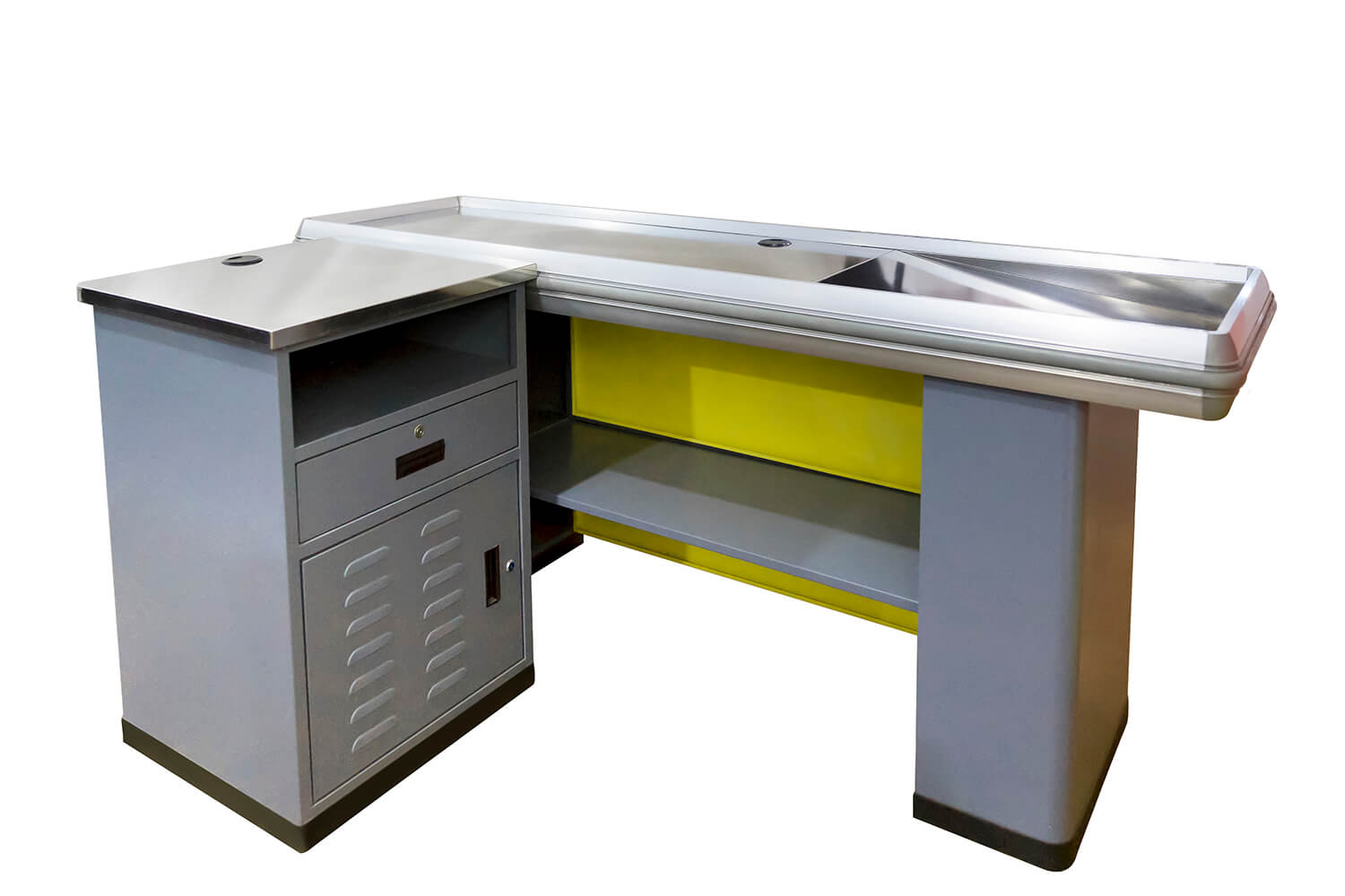 Gray Supermarket checkout counter