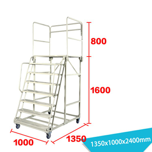 39" Wide 8-Step Warehouse Safety Rolling Platform Ladder LT-10