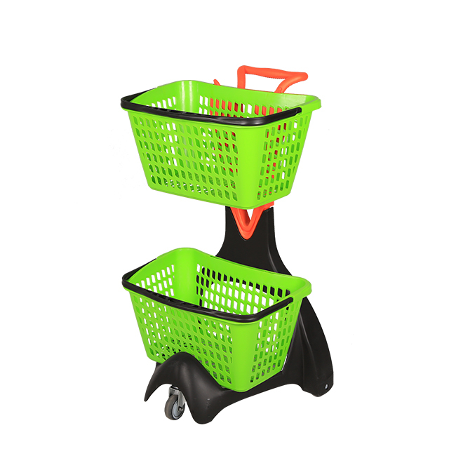 Convenience Store 2 Tiers Plastic Shopping Carts with Basket