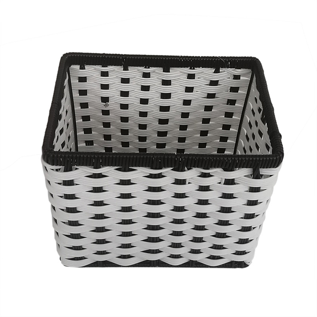 Black And White Plastic Rattan Basket