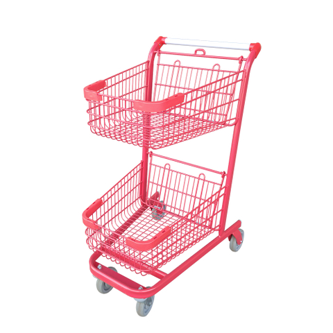 2 Layers Double Baskets Shopping Trolley