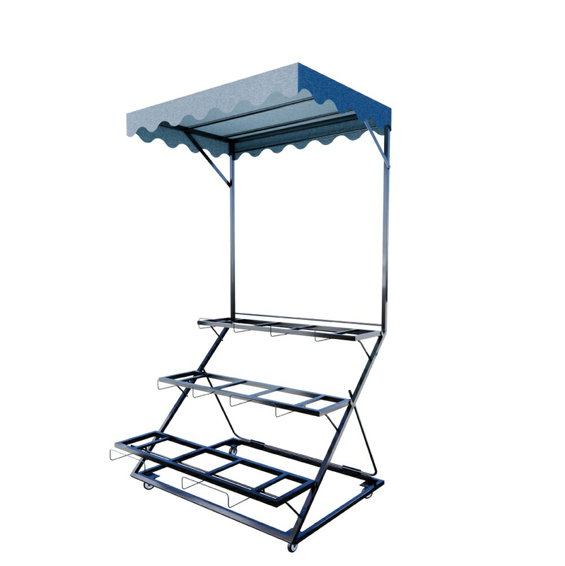 Foldable Produce Display Rack with Awning