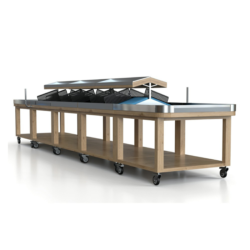 Stainless Steel Produce Display Rack with Cold Pack