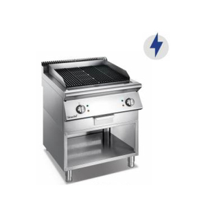Commercial Electric Lava Rock Grill with Open Cabinet