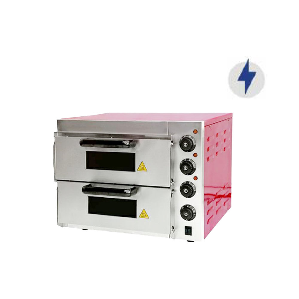 Commercial Silver Red Electric 2 Deck Pizza Oven