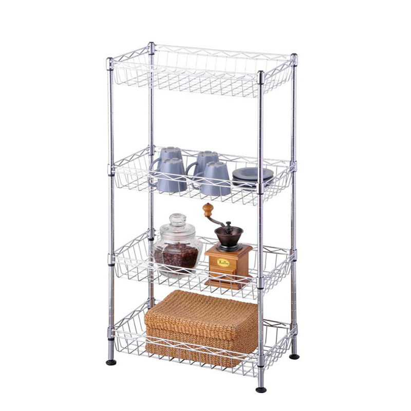 Movable Kitchen Storage Wire Basket Shelf