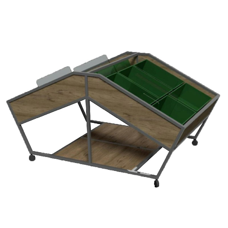 Wooden Movable Produce Display Stand