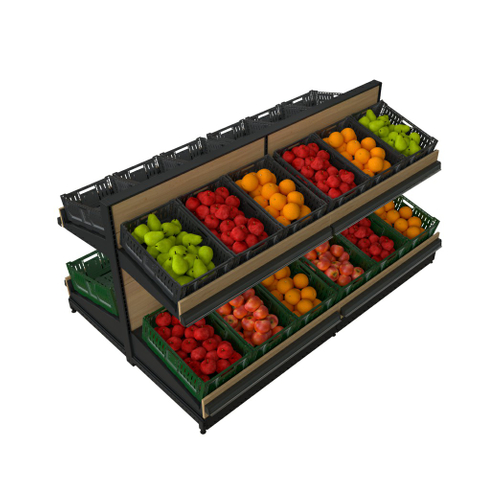Display Shelf with Plastic Crates for Fruit And Vegetable
