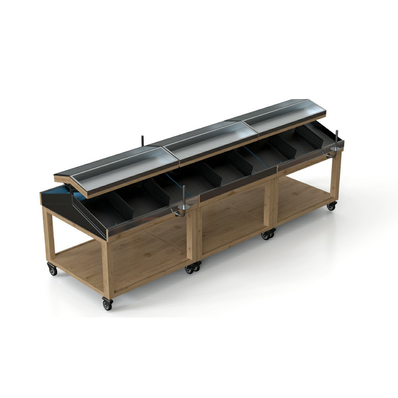 Stainless Steel Produce Display Rack with Cold Pack