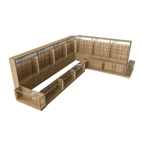 Wooden Service Counter And Shelving