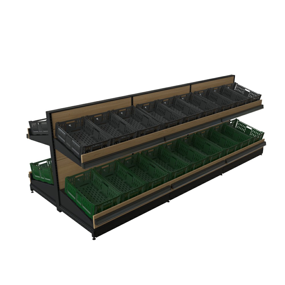 Display Shelf with Plastic Crates for Fruit And Vegetable