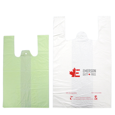 Custom Printed Eco Friendly Biodegradable Compostable T Shirt Plastic Shopping Bag