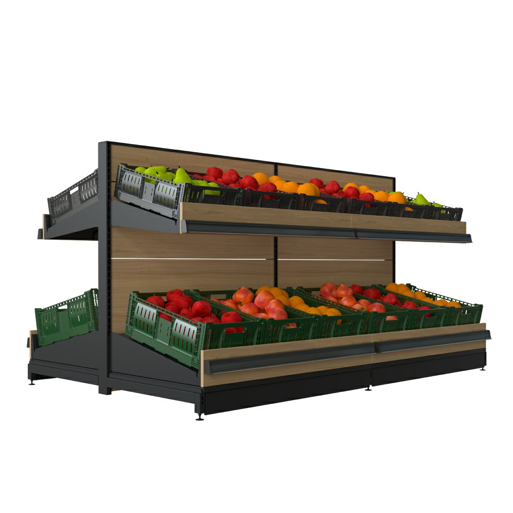 Display Shelf with Plastic Crates for Fruit And Vegetable