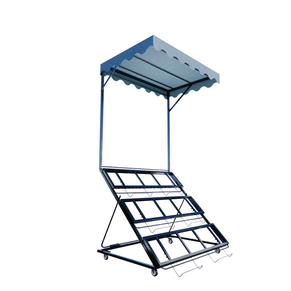 Foldable Produce Display Rack with Awning