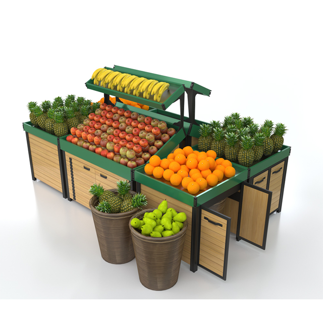 Aluminum Produce Fruit And Vegetable Display Rack for Supermarket And Grocery Store