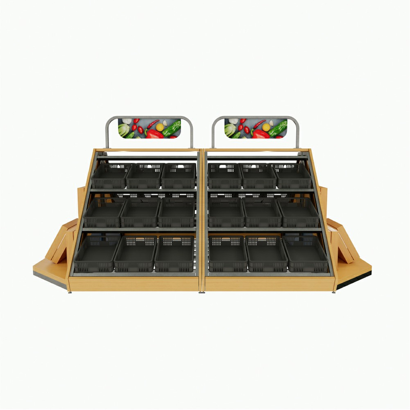 Fruit And Vegetable Display Stand with Advertisement Board