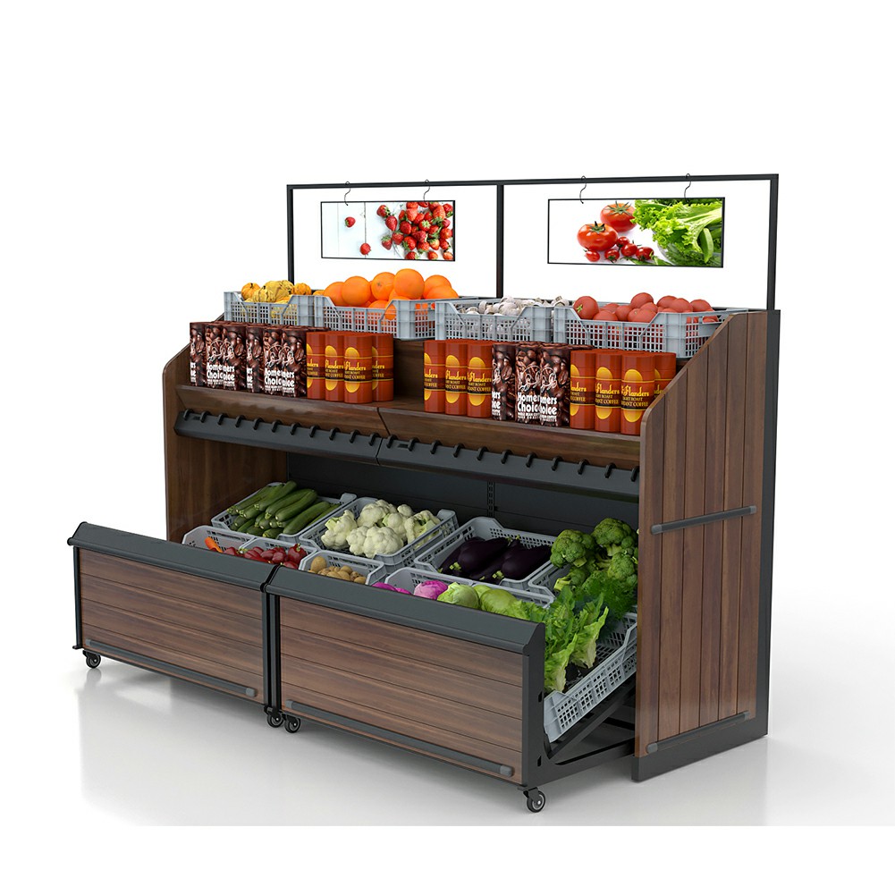 Fruit And Vegetable Display Wall Unit with Drawer Storage Space