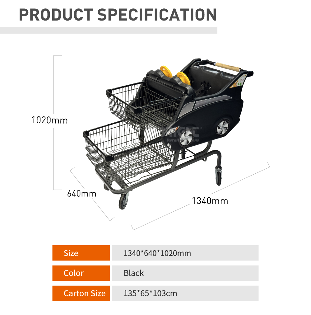 Double Seat Plastic Shopping Cart2