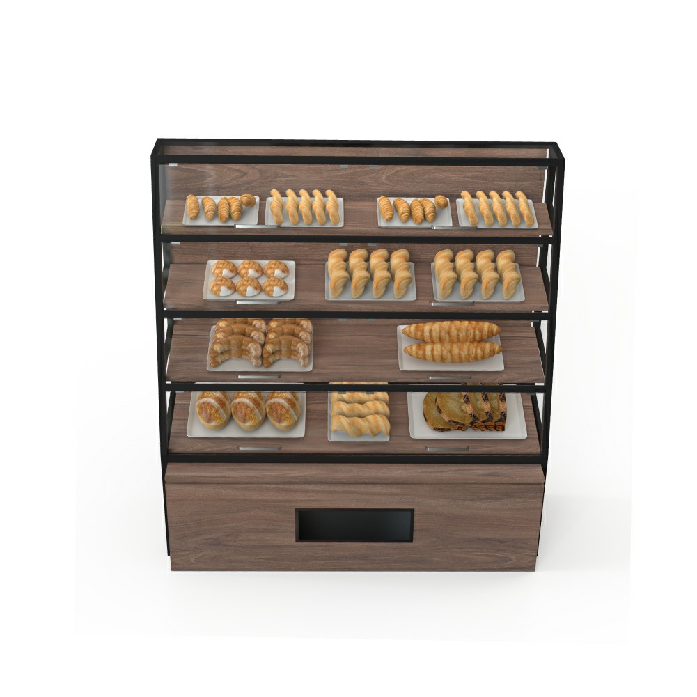 Wooden Wall Display Cabinet for Bread Store