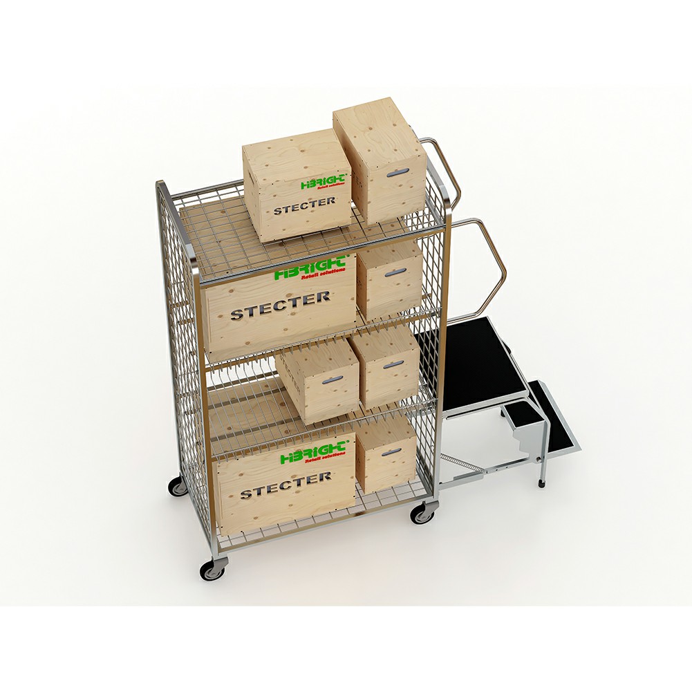 Warehouse Trolley with Step Ladder
