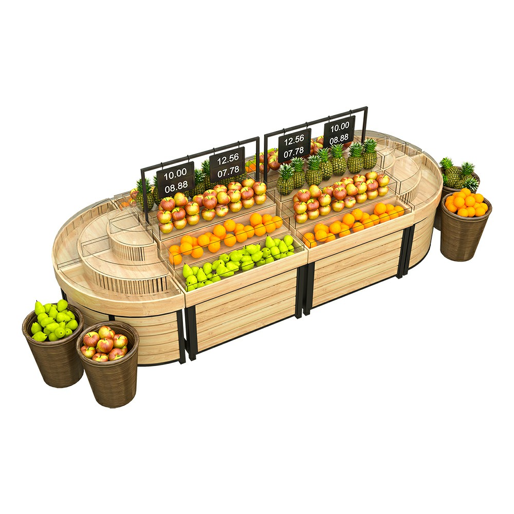Commercial Fruit Display Rack with Acrylic Box