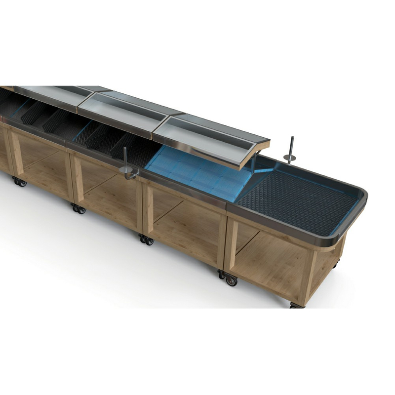 Stainless Steel Produce Display Rack with Cold Pack