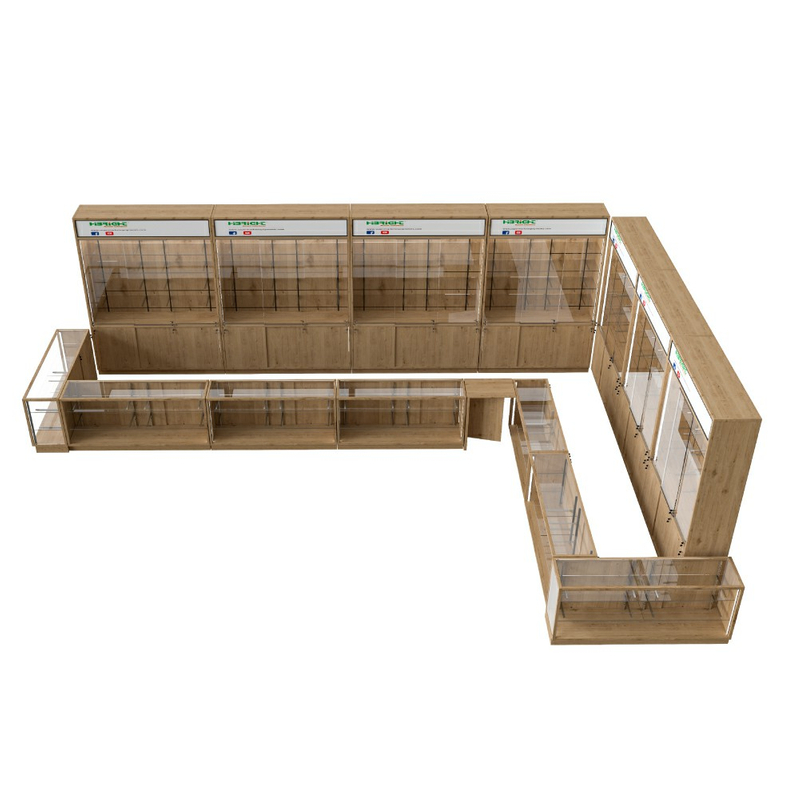 Wooden Service Counter And Shelving